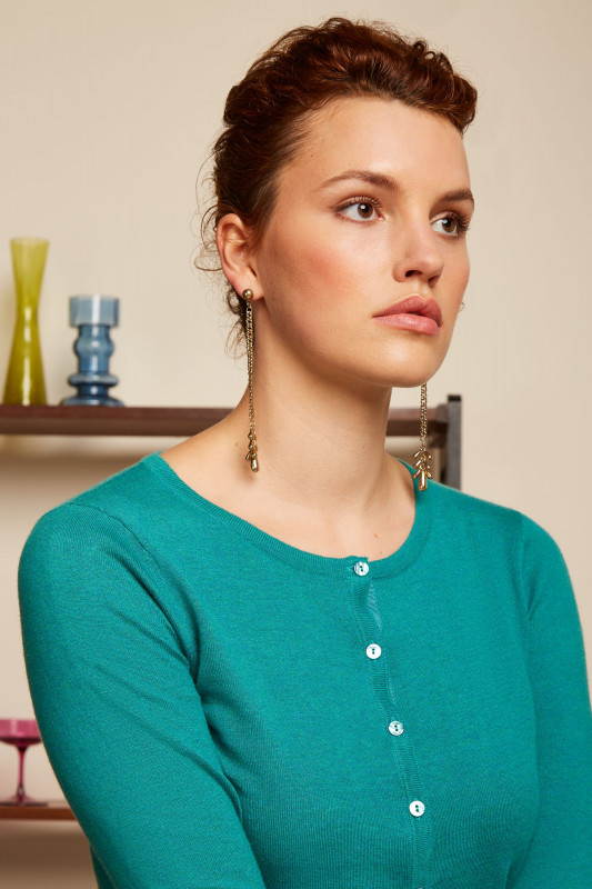 Cardi Roundneck Cocoon - Aqua Green
