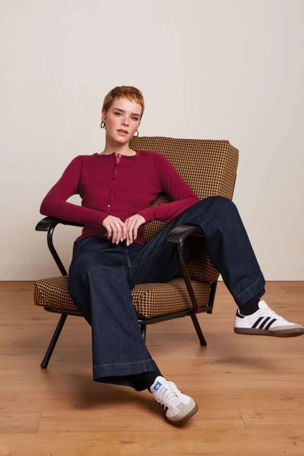 Cardi Roundneck Cocoon - framboise