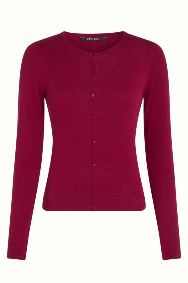 Cardi Roundneck Cocoon - framboise - Afbeelding 4