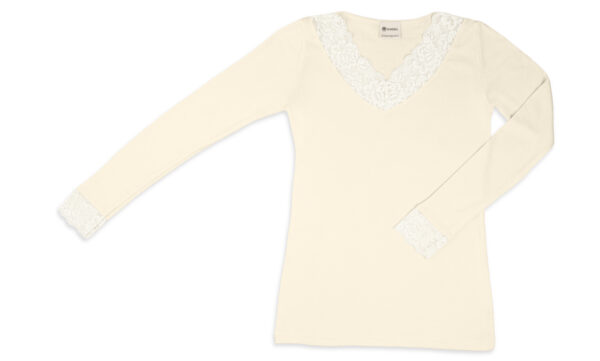 Ladies Long Sleeve Shirt Lace - Ecru