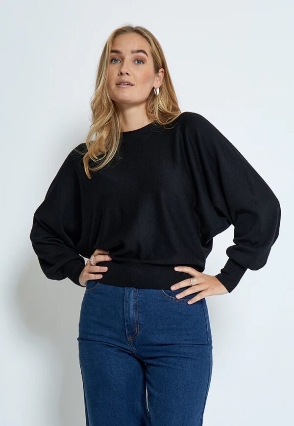 MSDana Bat Sleeve Knit Pullover - Zwart