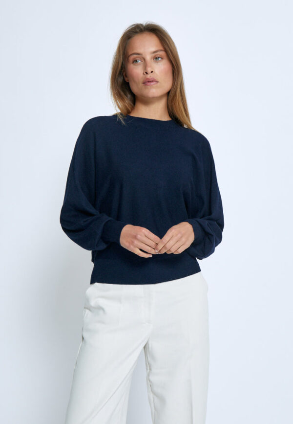 MSDana Bat Sleeve Knit Pullover - Donkerblauw