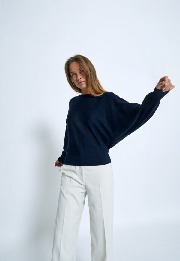 MSDana Bat Sleeve Knit Pullover - Donkerblauw - Afbeelding 3