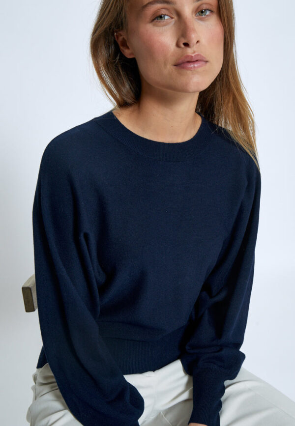 MSDana Bat Sleeve Knit Pullover - Donkerblauw - Afbeelding 4