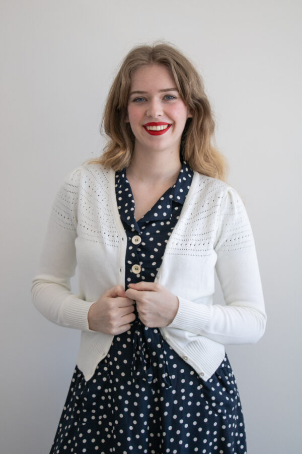 Lucia V-Neck Cardigan Ecru - Ecru