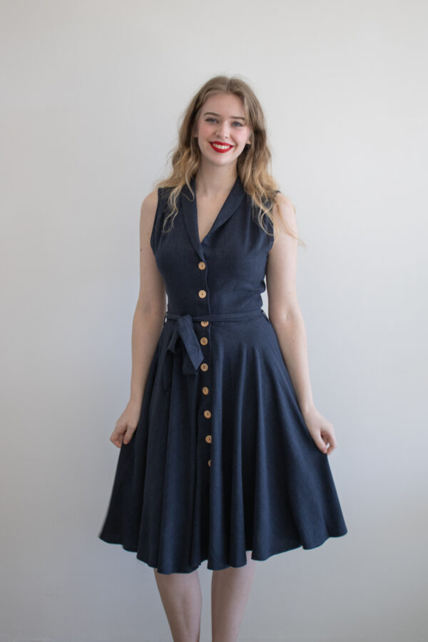 Nova Dress Linnen - Donkerblauw