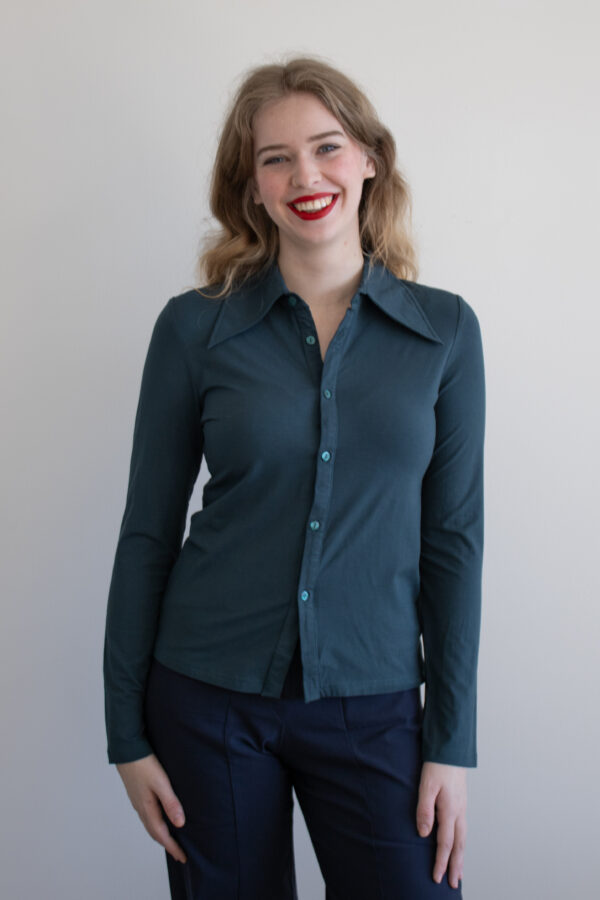 Mimas Blouse Basic L/S - petrol
