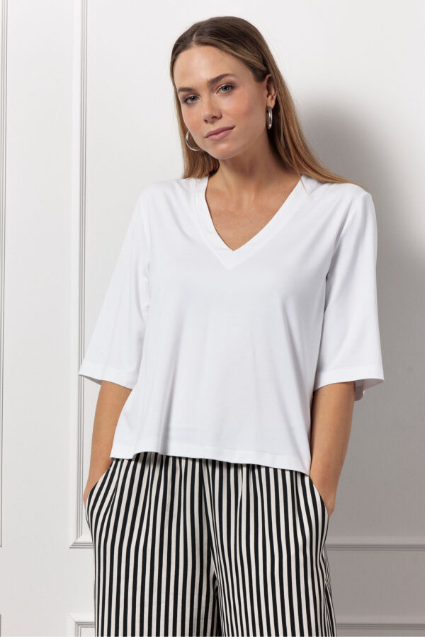 Fiore vneck t-shirt - Wit