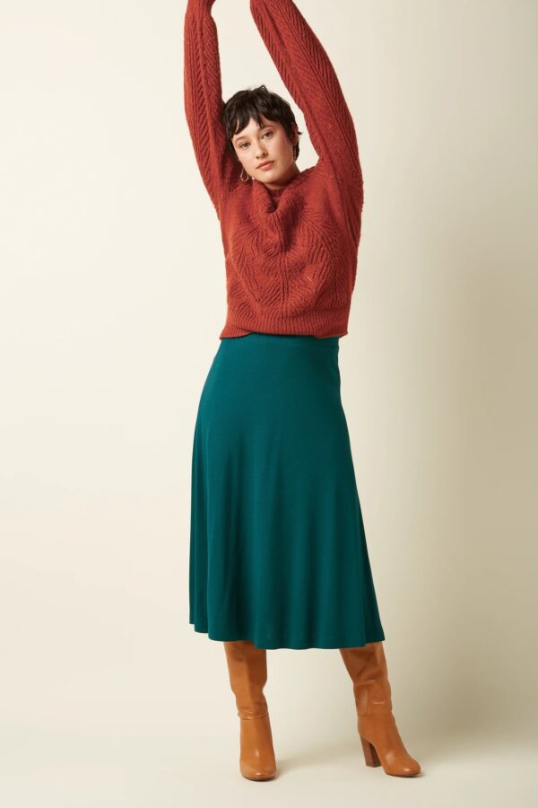 Juno Midi Skirt Milano Crepe - Spruced Green
