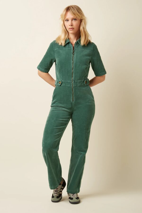 Garbo Zip Jumpsuit Corduroy - Matcha Green