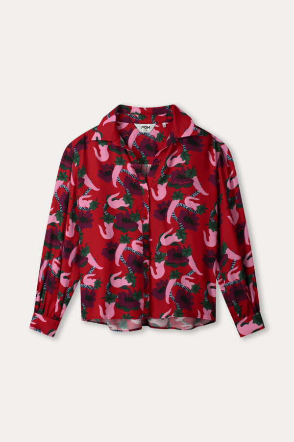 BLOUSE - Violet Picnic Delight - Rood - Afbeelding 5