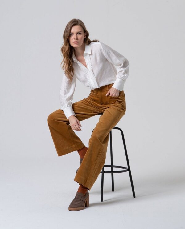 Flared Pants With Patch Pockets - Okergeel - Afbeelding 2