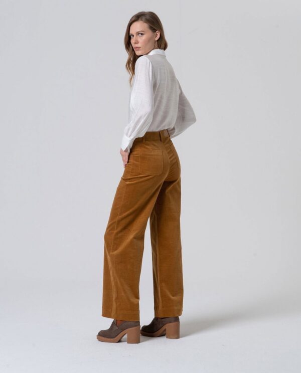 Flared Pants With Patch Pockets - Okergeel - Afbeelding 3