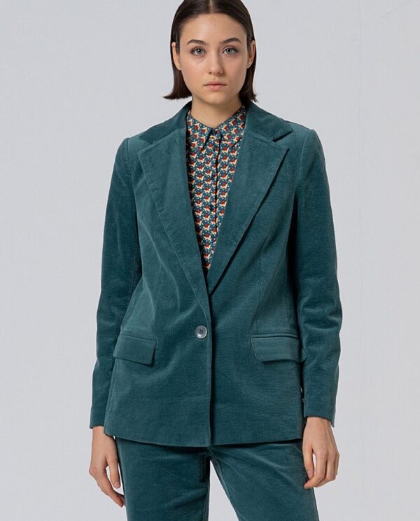 Double-breasted Jacket With Printed Lining - Blauw