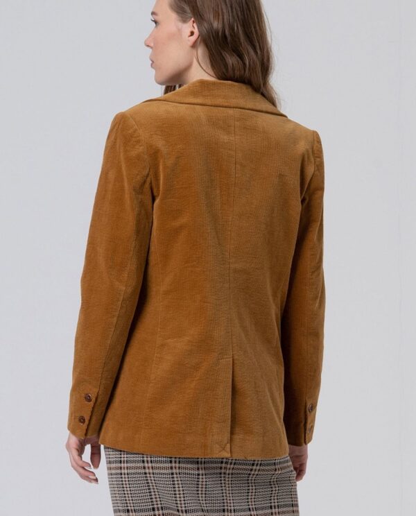 Double-breasted Jacket With Printed Lining - Okergeel - Afbeelding 3