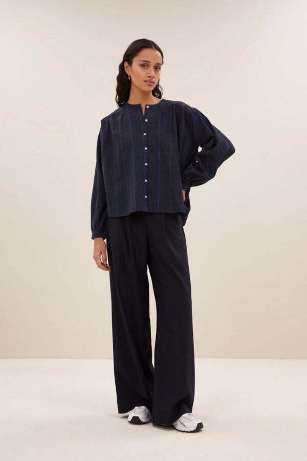 saar check blouse - Blauw