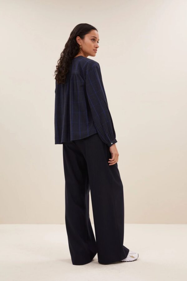 saar check blouse - Blauw - Afbeelding 3