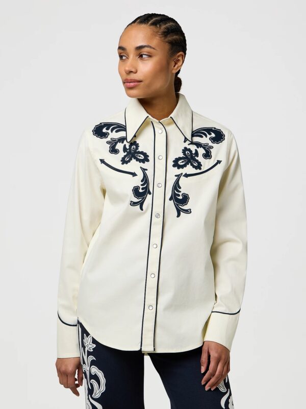 Applique Shirt - Creme wit