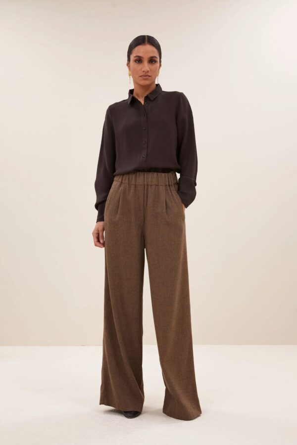 benji tweed pants - Latte