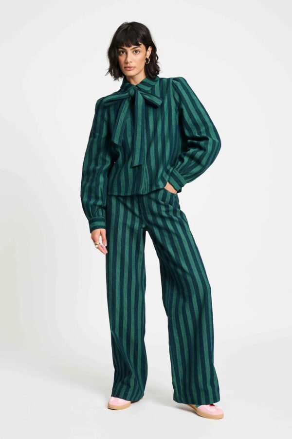 BLOUSE - Denim Striped - Groen - Afbeelding 2