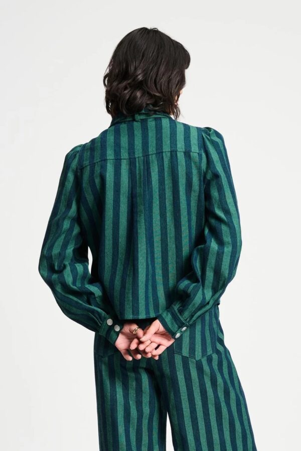 BLOUSE - Denim Striped - Groen - Afbeelding 5