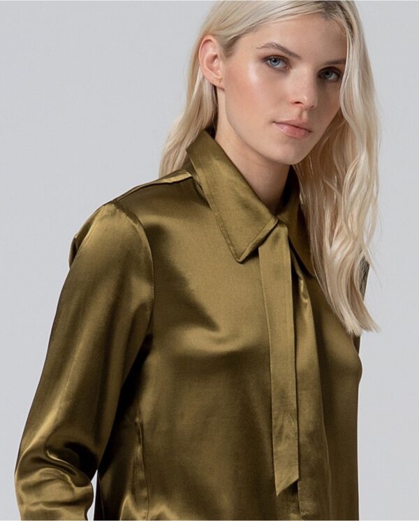 Shirt With Neck Tie - Groen - Afbeelding 2