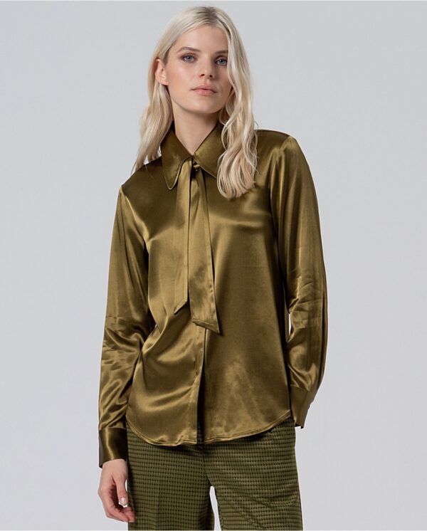 Shirt With Neck Tie - Groen - Afbeelding 4