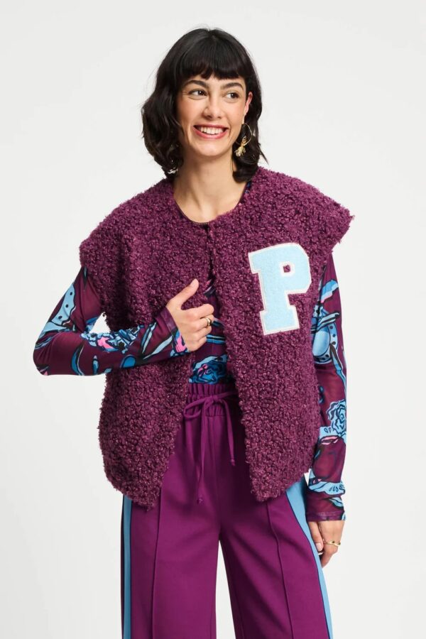 GILET - Teddy Baseball Plum - Paars