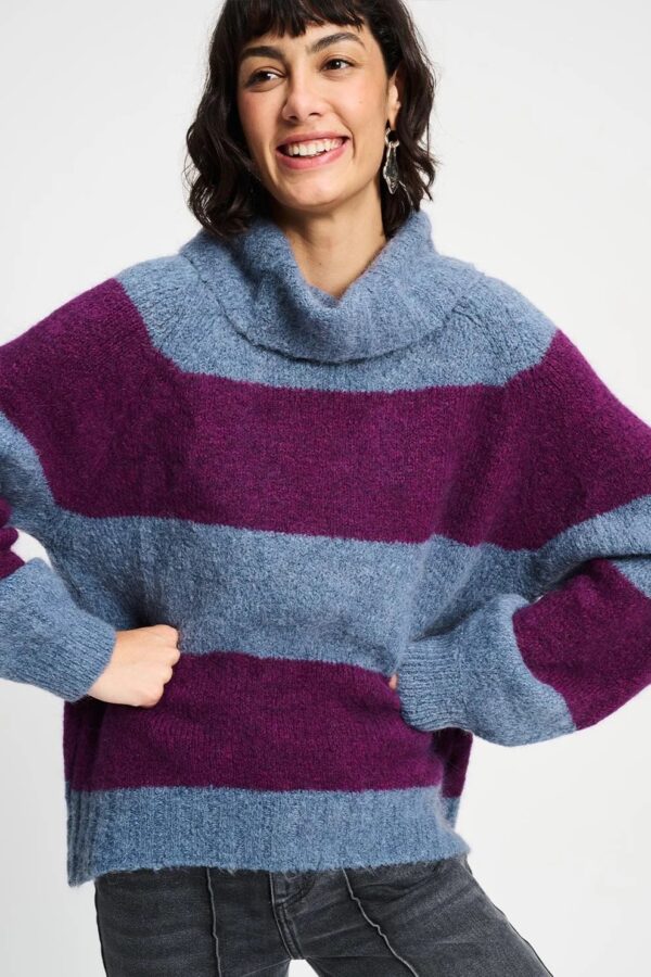 PULLOVER - Plum Stripes - Cherise Red - Afbeelding 4