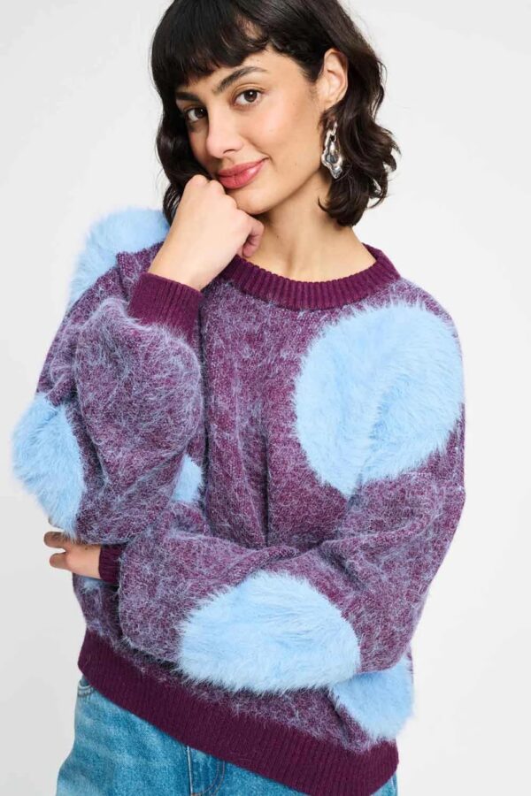 PULLOVER - Dots Plum - Paars - Afbeelding 4