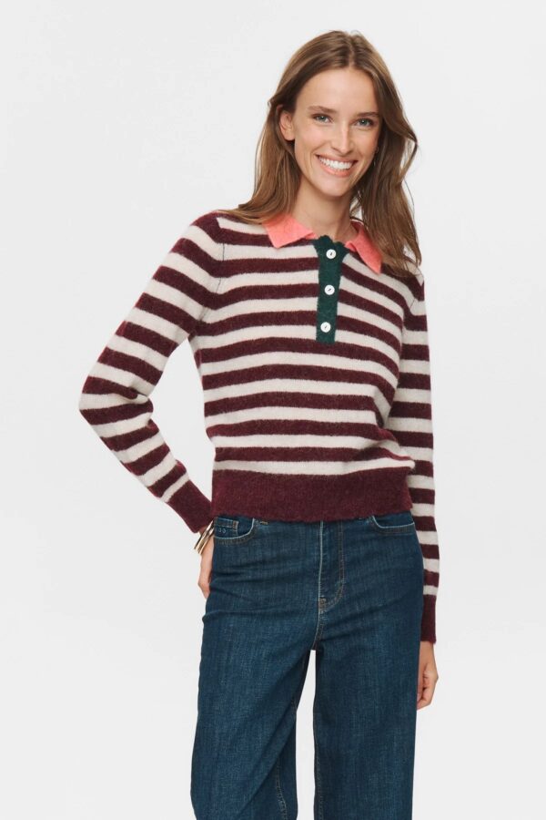 NUCIARA RIETTE STRIPE PULLOVER - Wijnrood
