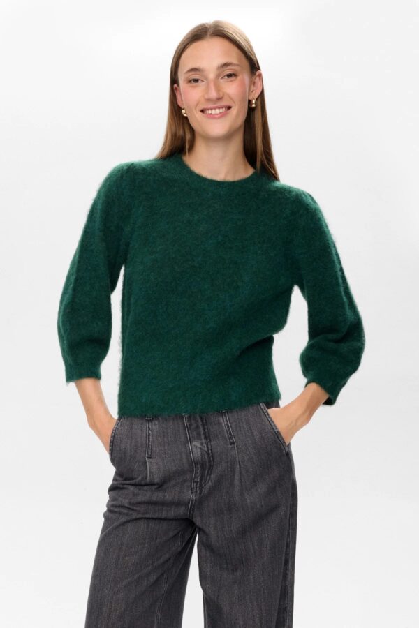 NUSURI BRUSHED SS PULLOVER - Donkergroen