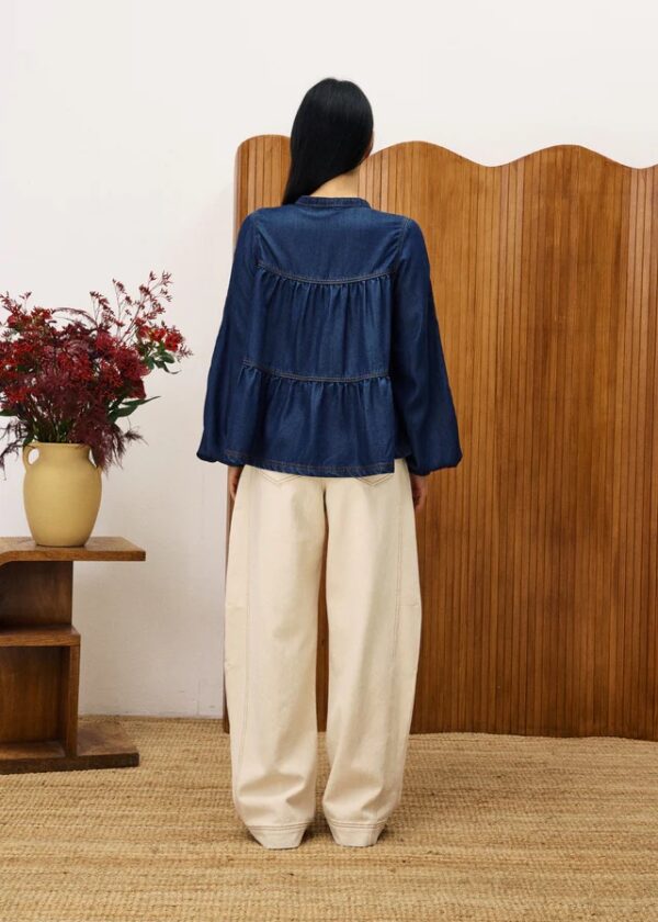 Blouse Ruffle - Denim - Afbeelding 2