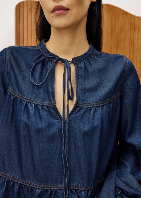 Blouse Ruffle - Denim - Afbeelding 4