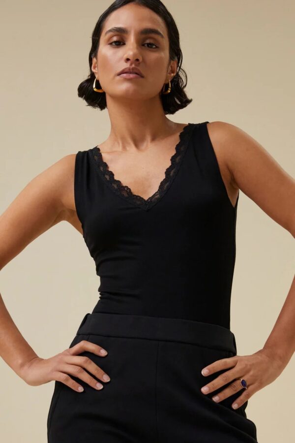 lace singlet - Zwart