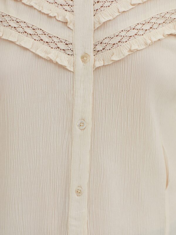 Viscose shirt with laces - Ecru - Afbeelding 5