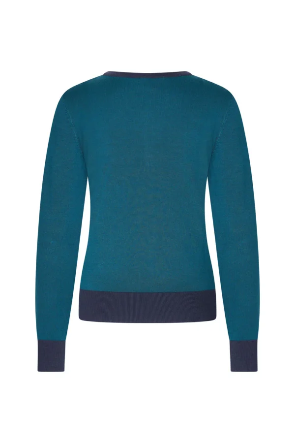 Cardigan Round Neck - petrol - Afbeelding 2