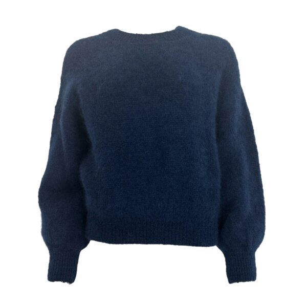 Long-sleeved Round-neck Sweater - Navy