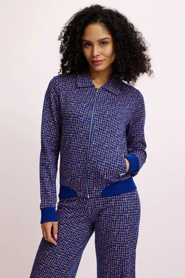Knitted Jacket With A Retro Look - Cobalt blauw