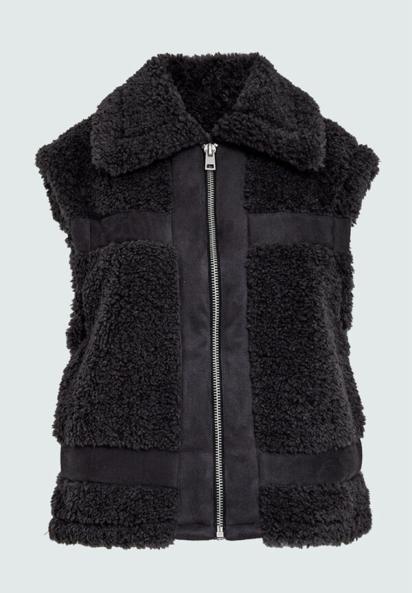 MSAlda Faux Fur Vest - Zwart - Afbeelding 2
