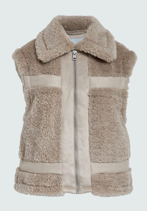 MSAlda Faux Fur Vest - Zand - Afbeelding 2