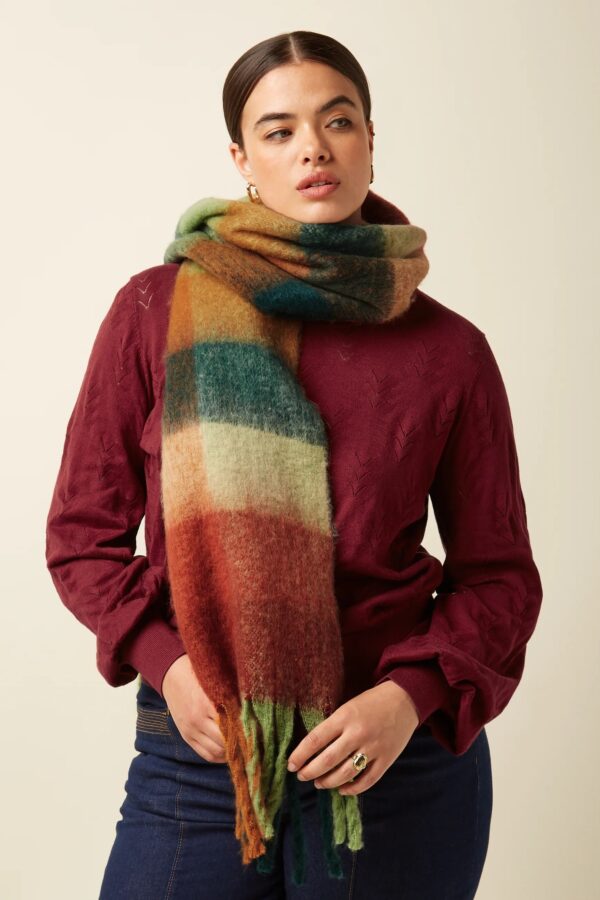 Check Scarf Multi - pine green