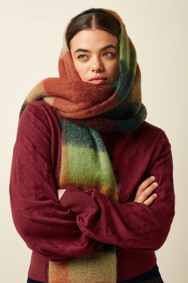 Check Scarf Multi - pine green - Afbeelding 2