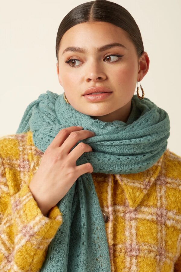 Scarf Ajour Carre - Silver Green - Afbeelding 2