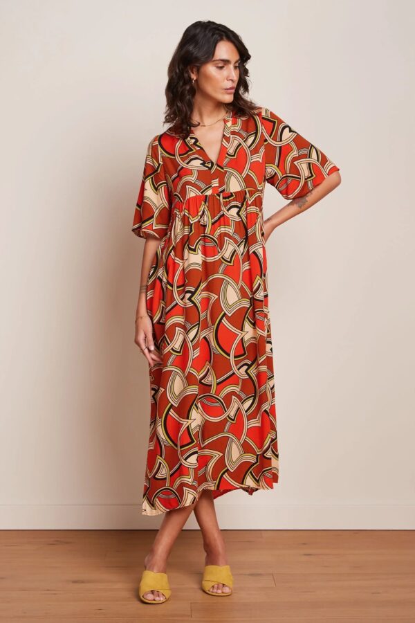 Ivana Dress Mellow Dobby - Oranje