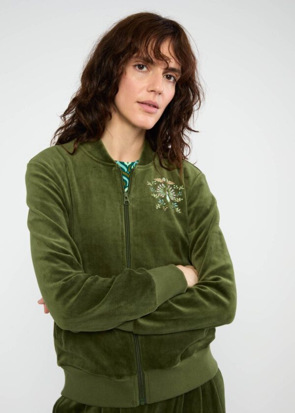 Velvet Harmony Bomber Jacket - Lichtgroen