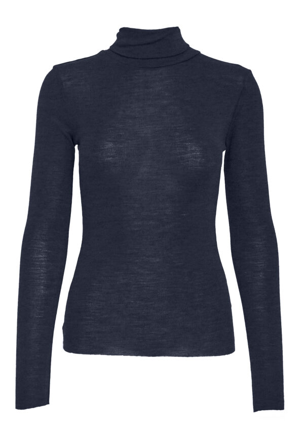 MSCally Roll Neck Long Sleeve Top - Donkerblauw