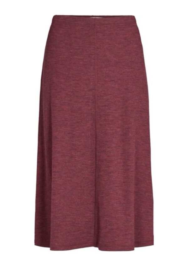 Long skirt wool rib melange - plum