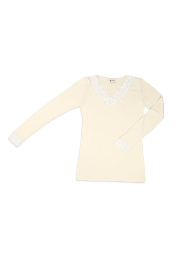 Ladies Long Sleeve Shirt Lace - Ecru