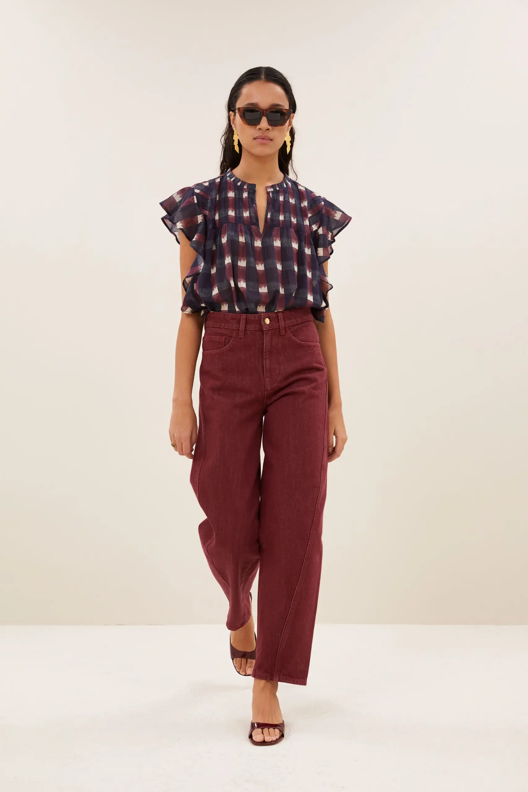 begum wine jeans - wine - Afbeelding 5